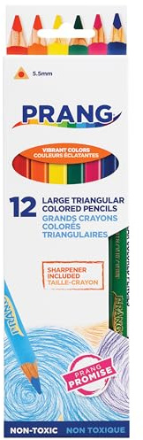 Prang Triangular Colored Pencils With Sharpener, Assorted Colors, 5.5 mm Core, 12 Count