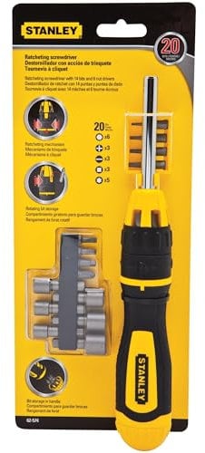STANLEY Set di cacciaviti, multibit, cricchetto, confezione da 20 (62-574)