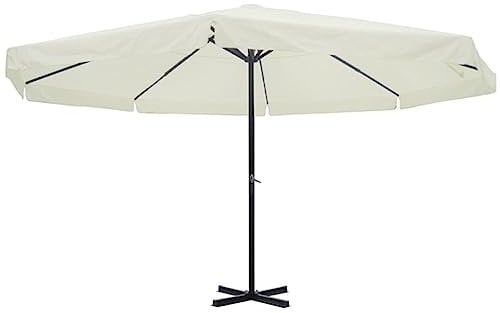vidaXL Sonnenschirm Alu 500 cm Weiß Ampelschirm Marktschirm Strandschirm Schirm