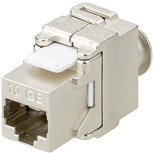 Goobay 95900 Keystone Modul RJ45 Buchse / CAT 6A Netzwerkstecker 500 MHz / STP Ethernet Buchse 8P8C / LSA Montage für Netzwerkkabel / Zink Gehäuse