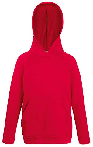 Fruit of the Loom Childrens Unisex Lightweight Hooded Sweatshirt/Hoodie (9-11) (Red)