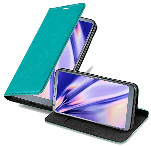 Cadorabo Hülle kompatibel mit LG G6 aus Premium Kunst Leder Flip Klappbare Stoßfeste Magnetische [Standfunktion] [Kartenfächern] Cover Hülle für LG G6 Tasche in Türkis