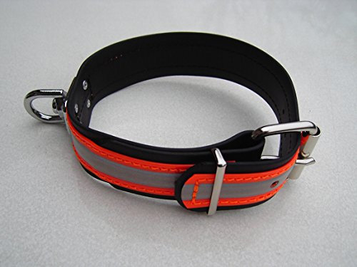 MJH Beta Biothane Schweißhalsung 25mm verstellbar braun/orange mit Schweißwirbel - reflektierend (30-36cm)