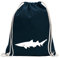 Kiwistar - Turnbeutel - dunkelblau - Hai Raubfisch Profil - Fun Rucksack Sport Beutel Gymsack Baumwolle mit Ziehgurt