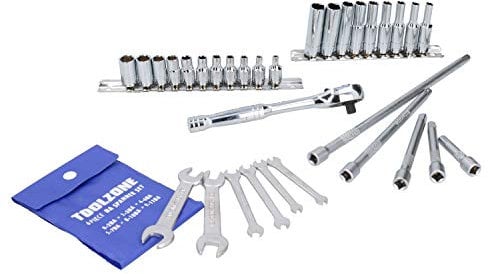 32pc 1/4” Drive BA Socket Set Shallow + Deep Sockets Spanners + Accessories