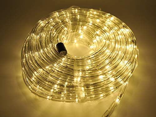 Crylight Tubo di Natale a Led 20 Metri Bianco Caldo idoneo con Cotroller con 8 giochi di luci