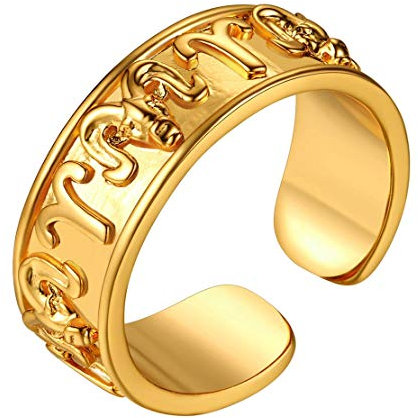 FindChic Herren Goldener Ring mit Sternzeichen Widder Design ,Retro Tierskreis Sternbild Bandring mit Geschenkebox für Herren Damen