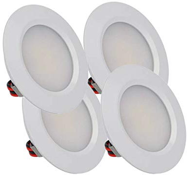 LEDLUX Lot de 4 mini spots LED encastrables ronds slim 3 W CC 12 V 24 V trou 50 mm pour éclairage de cuisine, salle de bain, camping-car