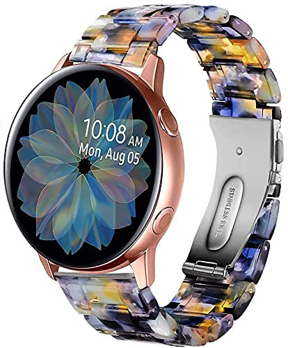Miimall Correa de Resina Compatible con Samsung Galaxy Watch 5/5pro/4/4 Classic/3/Active 2, 20mm Ligera Pulsera con Hebilla de Metal, Correa de Repuesto para Samsung Galaxy Watch, Océano Azul