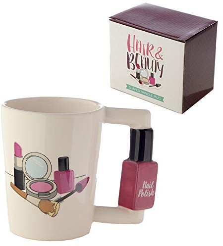 EliteKoopers 1Pcs Fun Nail Varnish Shaped Handle Ceramic Mug For Home Gift Item