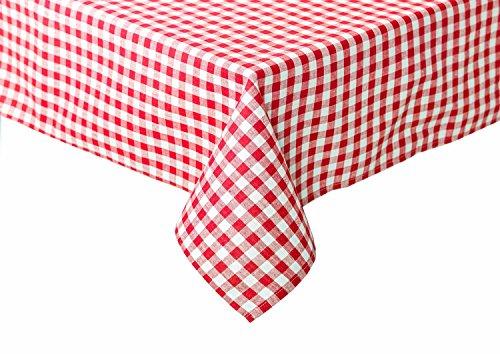 texpot Landhaus Tischdecke 110 x 250 cm rot-weiß Kariert 5 mm Karo 100% Baumwolle