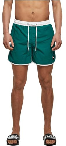 Urban Classics Retro Swim Shorts Costume da Bagno, Bianco/Verde, M Uomo