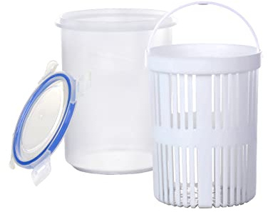 HYKITDAY Essiggurkenglas aus Kunststoff mit Siebeinsatz, BPA-frei, für Kühlschrank, Gurken, Oliven, Früchte, 2 Stück