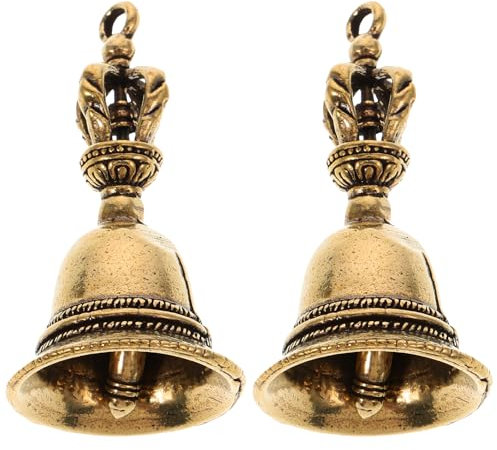 2 Stück Tibetische Handglocke Meditations 2 Zoll Mini-Messing Rufglocke Gebetsglocken Dorje Vajra buddhistische Glocke Anhänger für Restaurant Büro Party