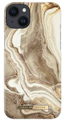 IDEAL OF SWEDEN Bedruckte Handyhülle, niedliches buntes Muster, schützende Abdeckung aus Hartplastik mit Mikrofaserfutter für das iPhone. Kompatibel mit iPhone 14 Plus (Golden Sand Marble)
