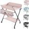 Wickeltisch und Badewanne 2-in-1, Faltbar, Tragbar Mit 4 Rollen - Von Geburt Bis 12 Monate (Bis 25 kg) - Rosa