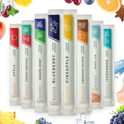 Wunder Palillos de Dientes - Palillos de Dientes con Sabor - Sustituto de Chicle - Combate el Mal Aliento - contra el hábito de morderse Las uñas - Paquete de Prueba Individual (80x)