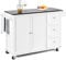 COSTWAY Large Kitchen Storage Trolley, Rolling Island Cart with Stainless Steel Countertop, Adjustable Shelves & 5 Wheels, Home Dining Room Serving Utility Organiser Cabinet, 136x46x91cm (White)