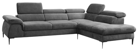 Pascal Morabito-Ecksofa mit Schlaffunktion - Ecke Rechts - Stoff - Anthrazit - SEPINA