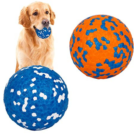 2 Stück Hundeball Hundespielzeug Ball,Unzerstörbar Gummi Hohe Dehnbar Hundebälle,Langlebiger Solider Interaktives Ball,Widerstandsfähige Zähne Training Wasserspielzeug,für kleine mittlere große Hunde