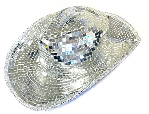 Spiegel Discokugel Festival Stil Cowboyhut Silber