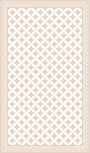 DobleUve Estudio Tapis Vinyle 21 | Beige | 65x240 cm | Tapis Cuisine et Salon Antidérapant Antifongique Ignifuge | Pour Enfants et Bain PVC