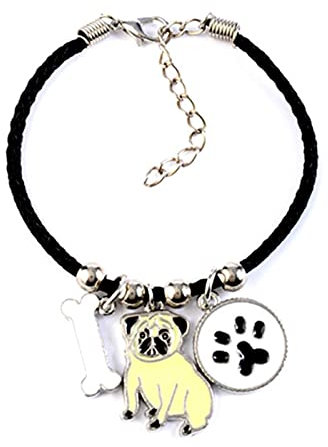 BISONBLUE Armbänder Damen Armband Bracelets Frauen Französische Bulldogge Charm Armbänder Armreifen Frauen Mädchen Lieben Hund Anhänger Seil Kette Armband Für Freund Mops