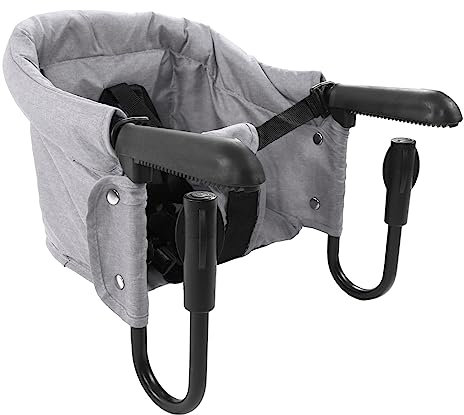 Einhängestuhl, Maschinenwaschbar, Faltbar, Stark Belastbar, Hochstuhl Zum Aufstecken für 0,8 Bis 3,3 Zoll Große Tische (Grau)