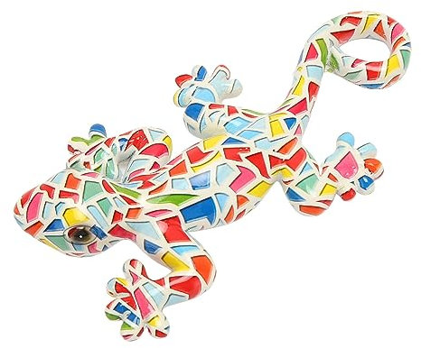 Gecko-Wanddekoration, Haken Zum Aufhängen, 15 Cm Lang, 7,9 Cm Breit, Starke Kunstharz-Eidechsen-Gartenskulptur, Leuchtende Farben, Weit Verbreitet, Langlebig, Farbecht für Büro