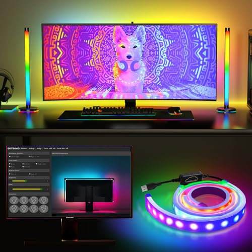 Cecaylie Neon LED Strip, PC Monitor Hintergrundbeleuchtung für 27 Zoll PC, 5050 LED Streifen, DIY RGBIC LED Strip mit Smart Steuerbar über App, Musik Sync