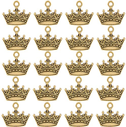 SUNNYCLUE 1 Box 100 Stück Goldene Tiara Charms Prinzessinnen Kronen Charms Königs Charms Winzige Kronen Charms Große Prinzessinnen Charms Baumelnde Charms Für Die Schmuckherstellung Charms DIY Ohrring