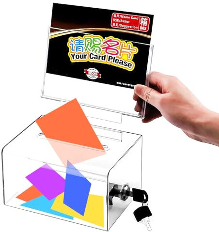 AEUZWR Spendenbox Abschließbar, Acrylspendenbox mit Schlüssel, Wahlurne Transparent, Losbox Acryl, Abschließbare Spendenbox, für Kommentare, Stimmzettel, Spenden, Visitenkarten Sammeln