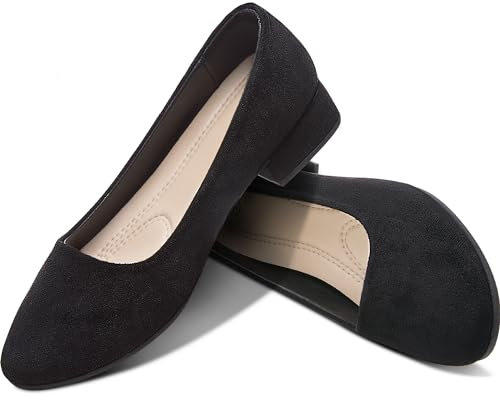 AISFAES Damenschuhe, niedrig, klobig, Blockabsatz, Bequeme Pumps, Loafer, geschlossene Zehen, klassisch, elegant, elegant, Arbeitsschuhe, Schwarz, 43 EU