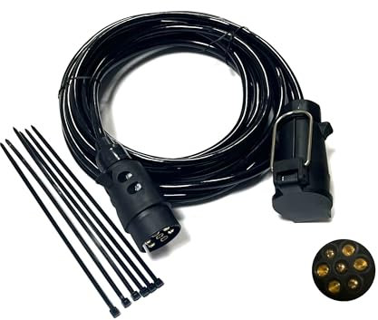 JVJ 6.0m Anhängerkable 7 Polig verlängerungKabel 7 Pol Anhänger Adapter Kable 7 Poliger Stecker auf Steckdose für Anhänger Kfz Caravan Wohnmobil Fahrradträger Camión
