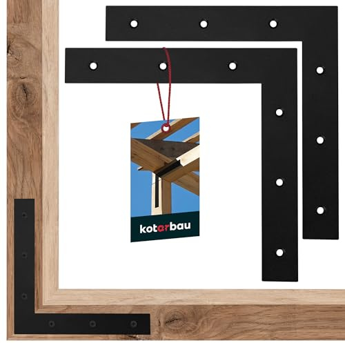 KOTARBAU® 2er Set Flachwinkel 200x200x31 mm Flachverbinder Schwarz L-Form aus Pulverbeschichtetem Stahl Eckverbinder Holz Winkel Schwerlastwinkel Winkelverbinder Winkelblech Montagewinkel Möbelwinkel