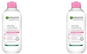 Garnier Micellar Cleansing Water For Dry Skin 400 ml, Milky Face Cleanser and Makeup Remover, Fragrance Free, Recognised By The British Skin Foundation, Use With Reusable Micellar Eco Pads (Pack of 2)
