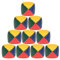 YOPEUC 12 Stück Jonglierbälle Set für Kinder & Anfänger - 5cm Vierfarbiges Patchwork, Spiele Zirkus Clown Farbige Bälle - Ideal für Juggling