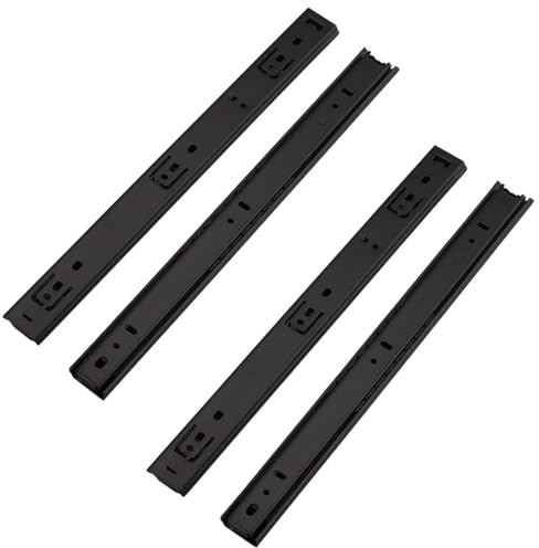 MOCNT 2 Pair (4 Piece) Heavy Duty 27mm Drawer Runners 350mm Drawer Rail Runners Ball Bearing Steel Drawer Slides Cabinet Sliding Extension Kitchen Desk Rail Runners Black