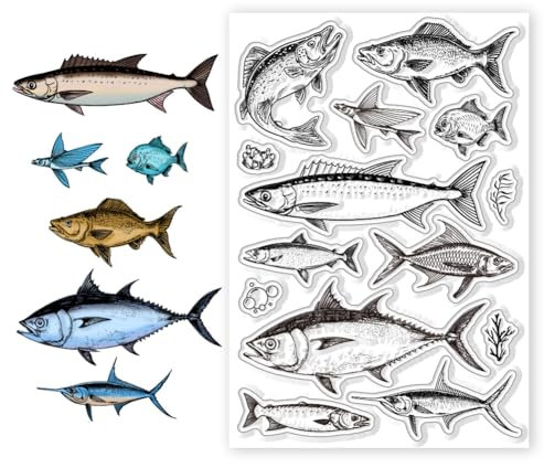 CHGCRAFT Realistischer Fisch Silikon Stempel Fisch Stempel Für DIY Scrapbooking Fotoalbum Dekorative Karten Stempel Zum Erstellen von Urlaubskarten Album Basteln