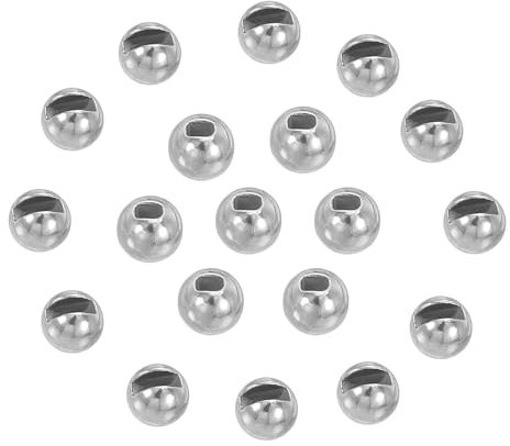 PATIKIL 3.8mm Fly Tying Tungsten Beads, 50 Pcs Tungsten Slotted Beads Tungsten Round Ball Beads for Jig Hooks Fishing Materials, Dark Silver