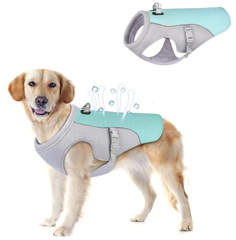 Voarge Gilet de refroidissement pour chiens, Gilet de refroidissement léger, Gilet de sécurité respirant réfléchissant pour petits moyens, Protection UV Gilet de refroidissement pour chiens, S