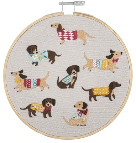 Trimits Embroidery Kits - 15cm 6 Embroidery Beginners Kit, Cross Stitch Kits for Adults, Starter Set with Bamboo Hoop, Fabric, Threads, Needle & Backing - Dogs
