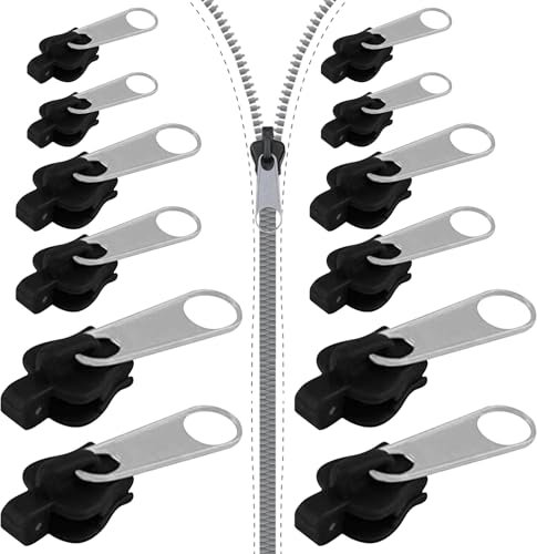 12 Stück Reißverschluss Reparaturset,Reissverschluss Reparatur Set,Zipper Ersatz für Universal,Fix Ersatzteile Reißverschlüsse,Repair Clip Schieber Zip,Ersatzteil Ersatzzipper Fix-Reißverschluss