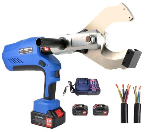 Kindevieft Battery Cable Cutter 150KN/180KN/250KN Hydraulic Cable ShearsCutter Battery Operated Wire Cutting Tool for Copper/Cu/Al Cable Wire, with LED Display/18 V Battery,105mm
