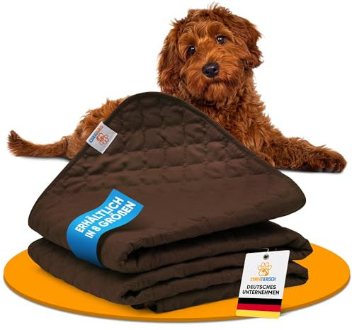 SympaTierisch wasserdichte Hundedecke - Robuste Hundematte als Schutz für Sofa & Bett - rutschfeste Hundedecke auch für große Hunde geeignet - in der Waschmaschine waschbar - 80 x 60 cm - braun