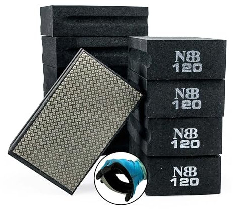 NBB Almohadilla diamantada para lijar y pulir Bloques Diamante de Lijado Pulido Almohadillas a Mano de Diamante con Respaldo de Espuma para moliendar Granito mármol Piedra Vidrio cerámica (10, 120#)