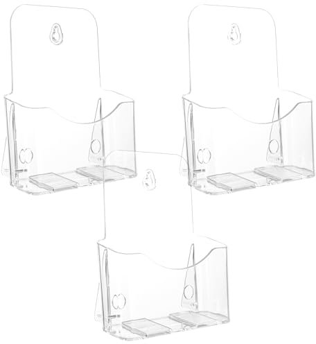 WOPPLXY Flyerständer DIN A5 3er Set, Flyer Aufsteller Transparent, Prospekthalter Acryl für Restaurant, Büro, Rezeption (Tisch und Wand)