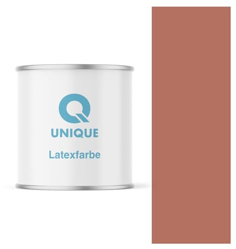 Q UNIQUE Latexfarbe 2L (ca.14m2) Ziegel Rot Innenfarbe Wandfarbe Deckenfarbe Klasse 3 Mattfarbe Scheuerfest Hohe Deckkraft