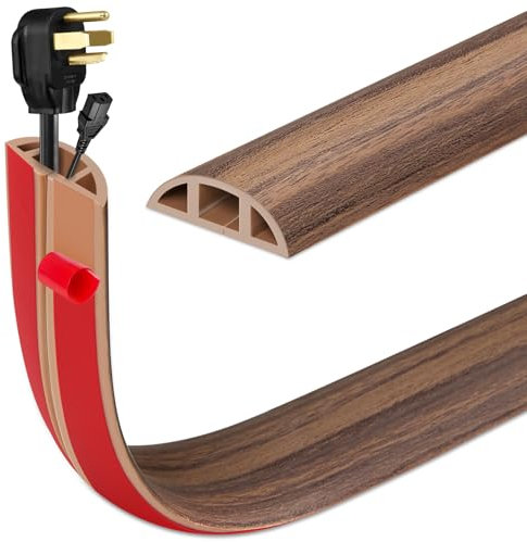INMOZATA 1M Cable Cover Self-Adhesive Flexible PVC Cable Protector Wire Covers for Cables,Protect Cables and Prevent Trip Hazards Suitable for Home Office Warehouse Garages (Brown Wood Grain)