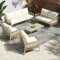 Jtyca Gartenmöbel Set 7-Sitzer, Balkon Möbel Set mit Couchtisch und Sitzkissen (abnehmbar und waschbar), Terrassemöbel Lounge-Set, Gartensofa für Lounge Möbel Outdoor, Gehärtetes Glas (Beige)